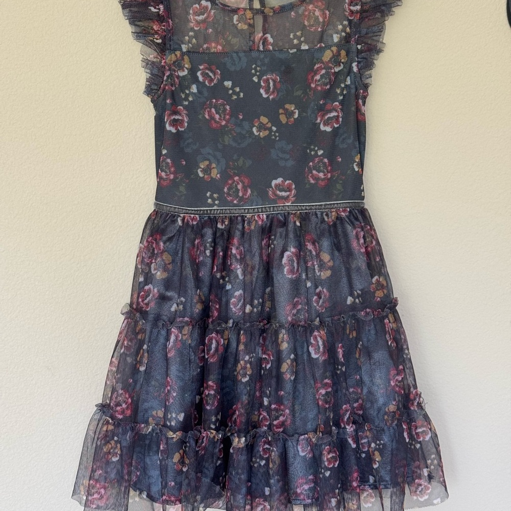 Elegant Floral Kids Dress with Ruffle Sleeves
